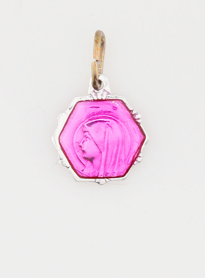 Médaille Vierge Marie 11mm - Rose Fushia (pic 3)