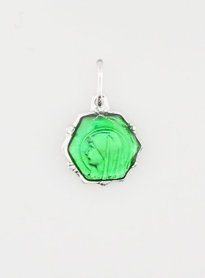 Médaille Vierge Marie 11mm - Vert (pic 3)