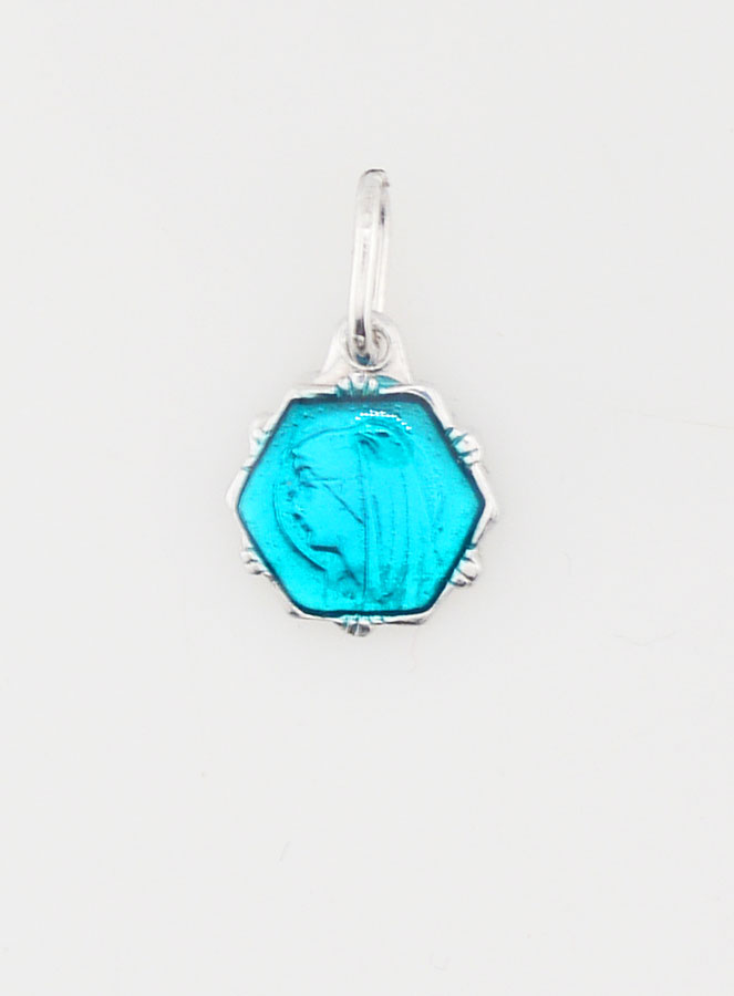 Médaille Vierge Marie 8mm - Turquoise (pic 3)