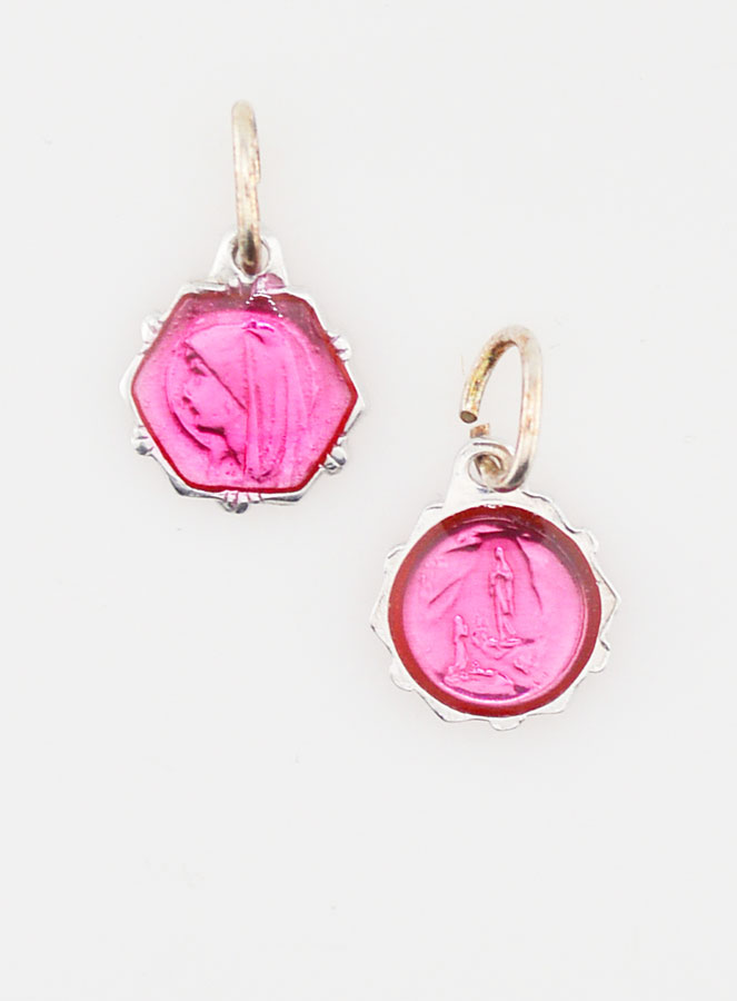 Médaille Vierge Marie 8mm - Rose Fushia (pic 1)