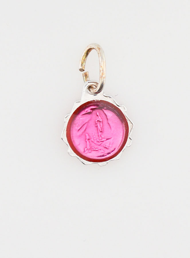 Médaille Vierge Marie 8mm - Rose Fushia (pic 4)