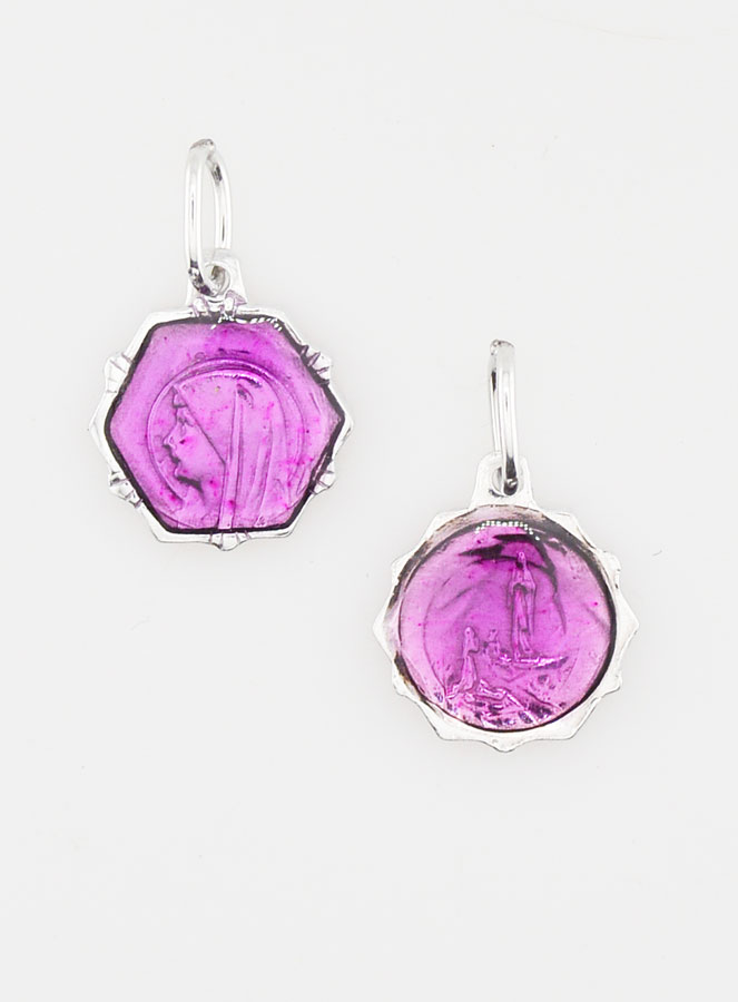Médaille Vierge Marie 7 mm - Violette (pic 1)