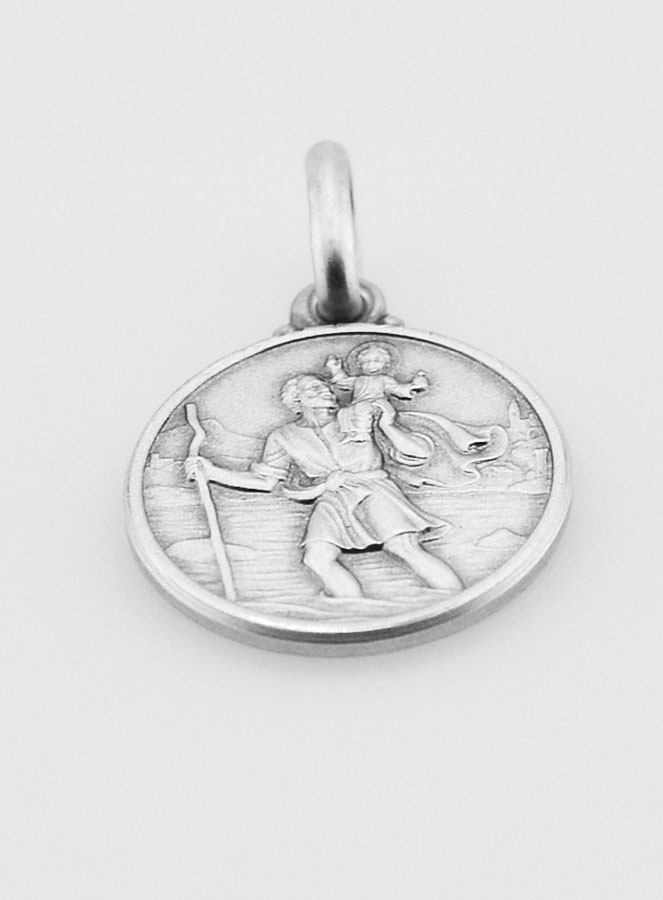 Médaille Saint Christophe en Argent Massif - 14mm (pic 2)