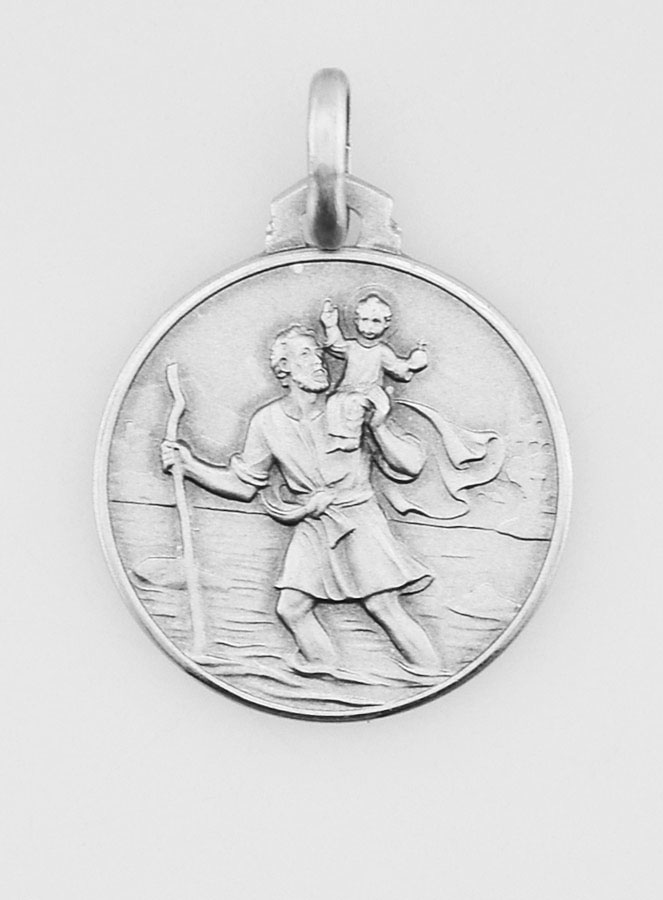 Médaille Saint Christophe en Argent Massif - 18mm (pic 1)