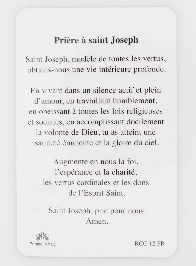 Carte de Prière Médaille Saint Joseph (pic 2)