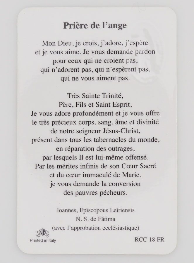 Carte de Prière Médaille Notre Dame de Fatima (pic 2)