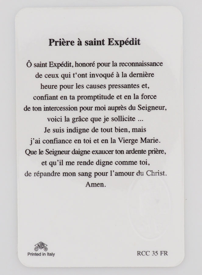 Carte de Prière Médaille Saint Expédit (pic 2)