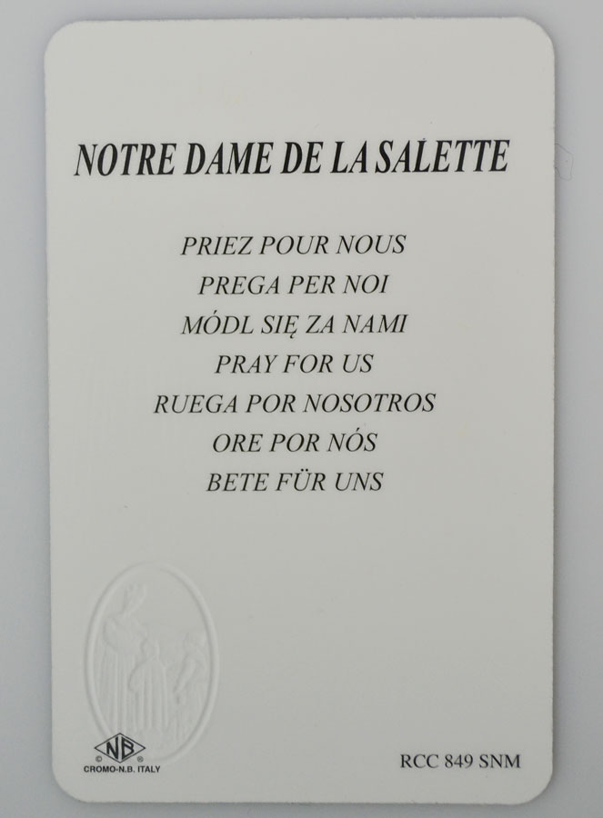 Carte de Prière Médaille Notre Dame de la Salette (pic 4)