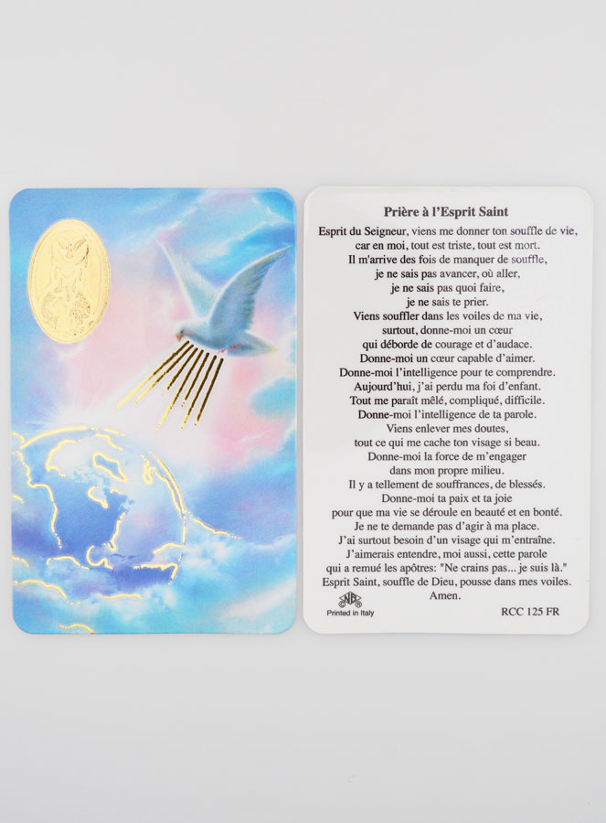 Carte De Pri re M daille Esprit Saint La Boutique Des Chr tiens