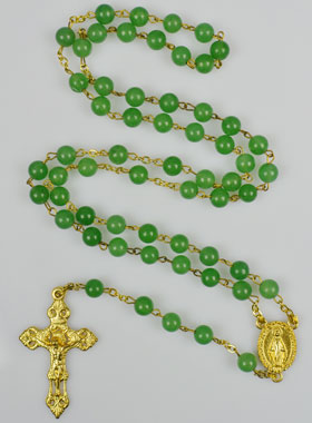 Chapelet en Pierre Aventurine Véritable - Chaîne Dorée (pic 1)