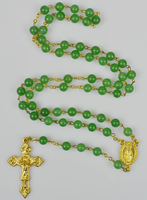 Chapelet en Pierre Aventurine Véritable - Chaîne Dorée (pic 2)