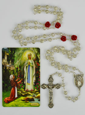 Chapelet de Lourdes en Perle Ajourées et Rose (pic 1)