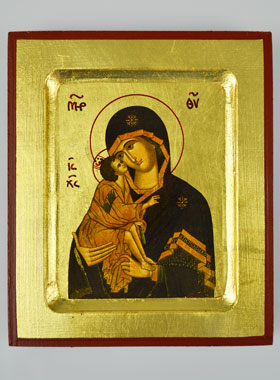 Icône Vierge de Vladimir - Feuille d'Or - 12 cm (pic 1)