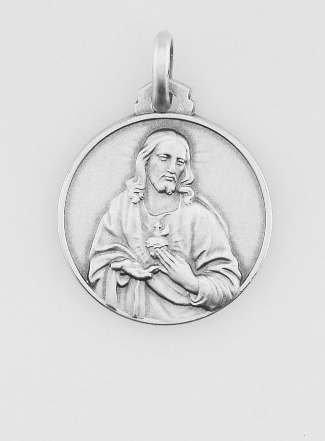 Médaille Scapulaire En Argent 925 - Vierge Du Carmen Et Sacré-Cœur - 19 Mm - Cadeau Religieux