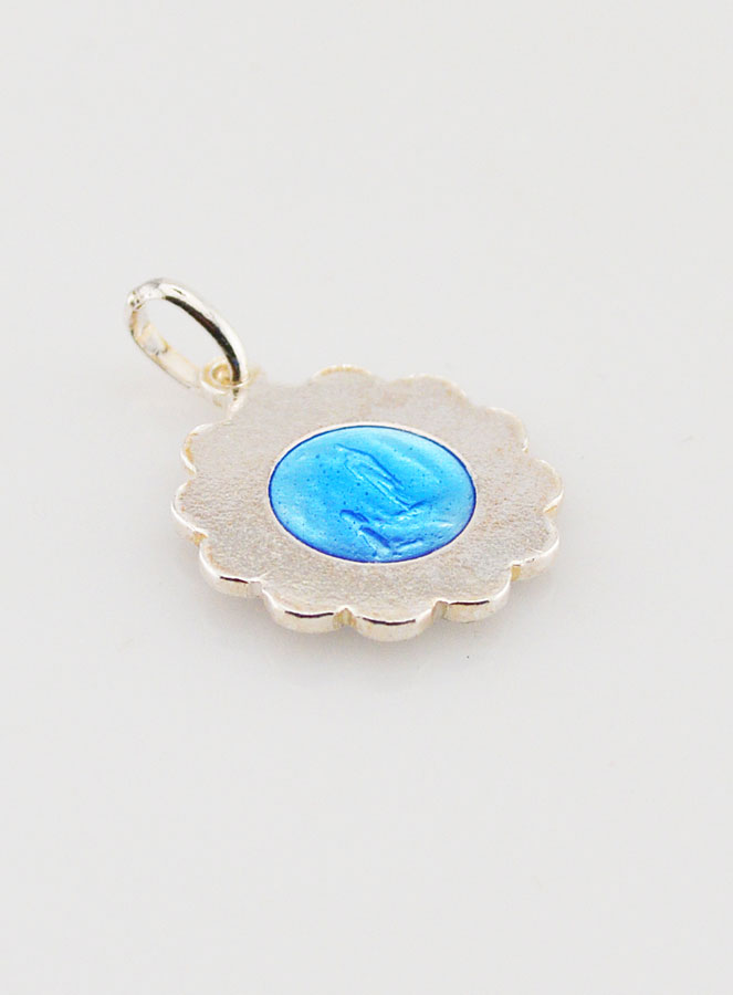 Médaille Sainte Vierge Marie en Argent et Email Bleu (pic 4)
