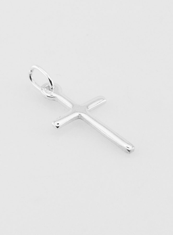 Pendentif Croix en Argent Massif Poli - 20mm (pic 3)