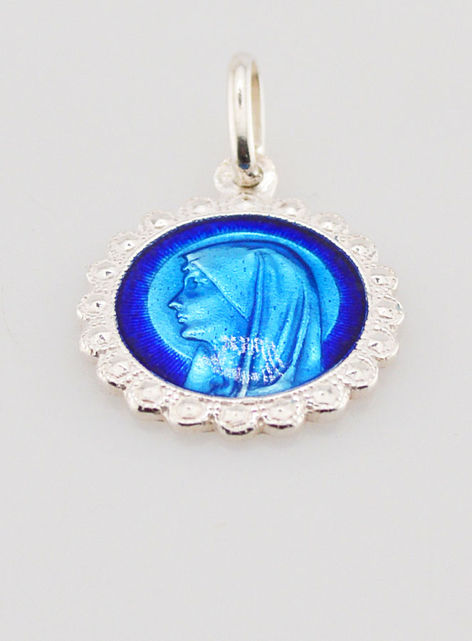 Médaille Sainte Vierge Marie en Argent et Email -16mm (pic 2)