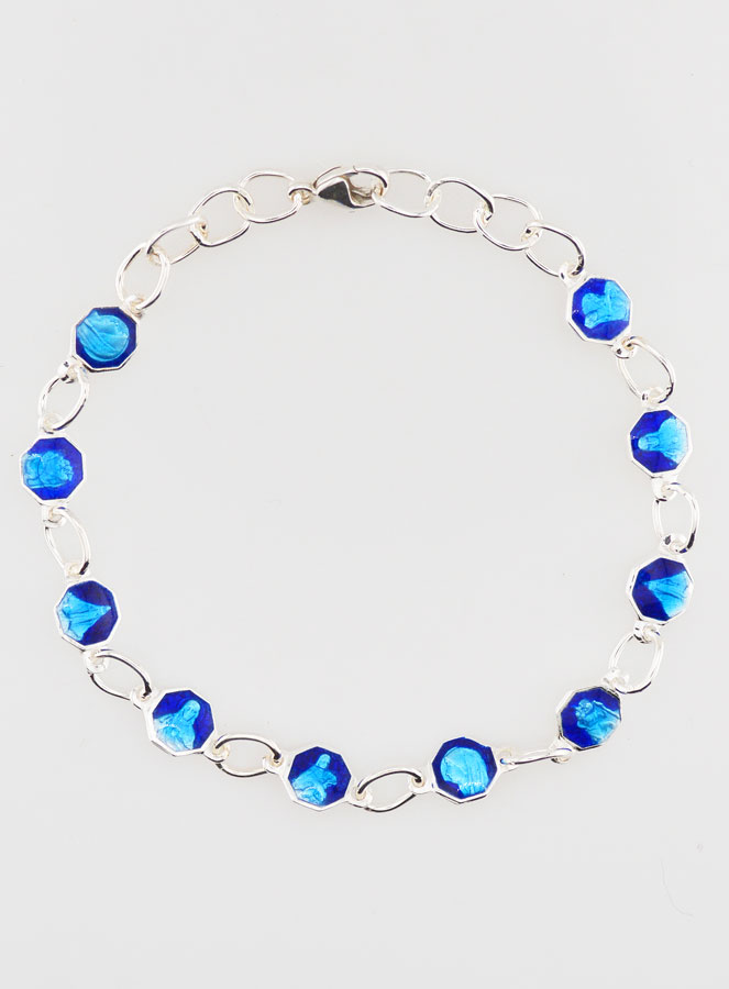 Bracelet Dizainier des Saints en Argent Massif et Email 2 Tons (pic 1)