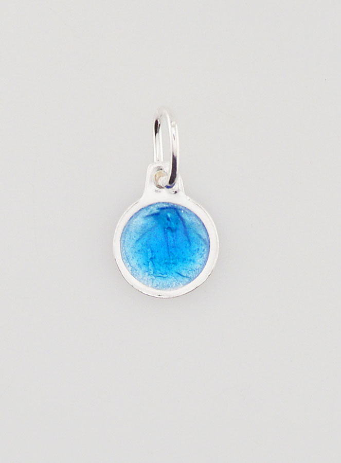 Médaille Profil Vierge Marie - Argent et Email Bleu - 8mm (pic 4)