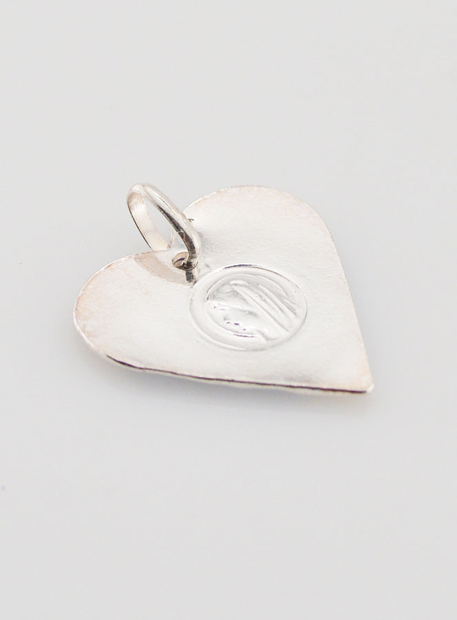 Médaille Notre Dame de Lourdes Coeur en Argent et Email -18mm (pic 4)