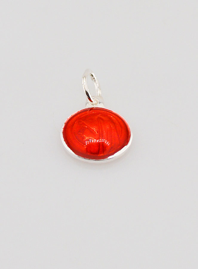 Médaille Vierge Marie Rouge - Argent et Email - 10mm (pic 2)