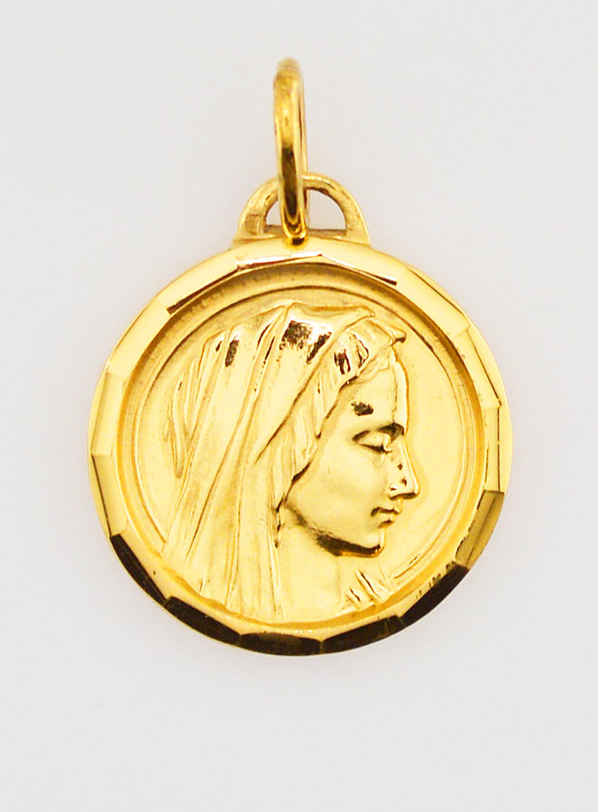 Médaille Profil Sainte Vierge Marie en Plaqué Or - 20mm (pic 1)