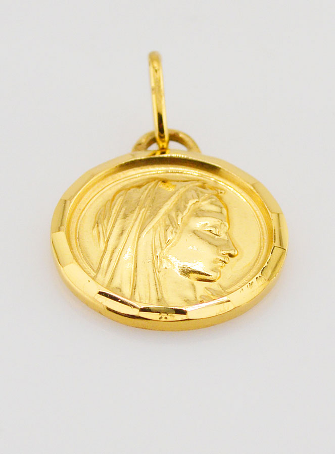 Médaille Profil Sainte Vierge Marie en Plaqué Or - 20mm (pic 2)