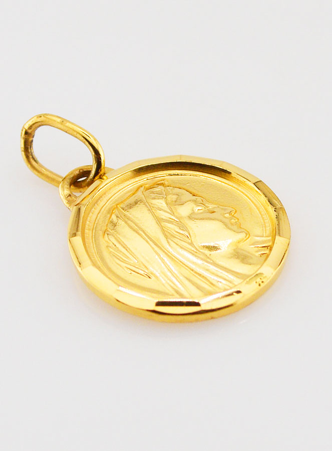 Médaille Profil Sainte Vierge Marie en Plaqué Or - 20mm (pic 3)