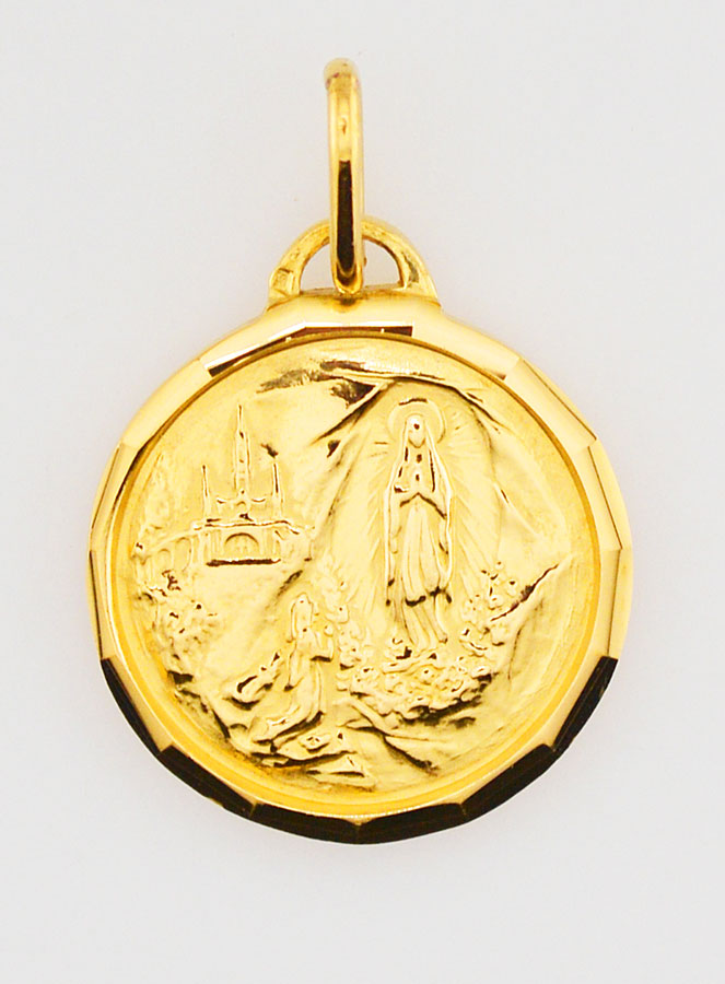 Médaille Notre Dame de Lourdes en Plaqué Or - 20mm (pic 1)