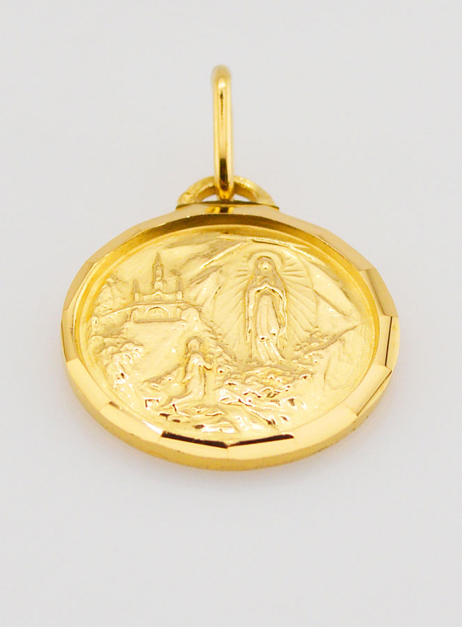 Médaille Notre Dame de Lourdes en Plaqué Or - 20mm (pic 2)