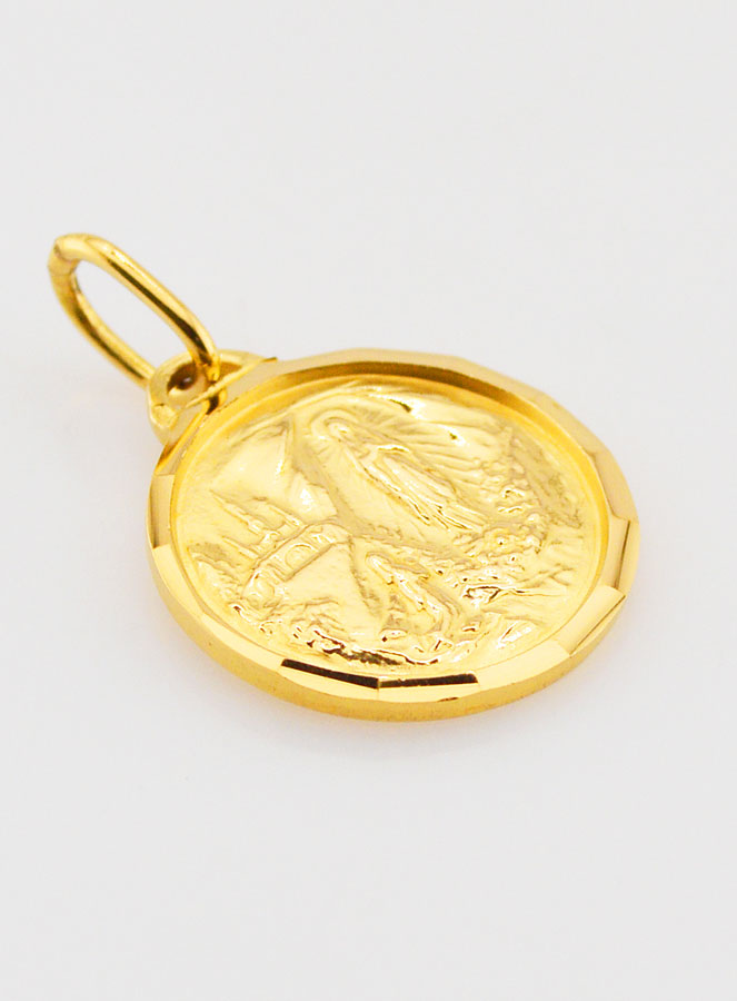 Médaille Notre Dame de Lourdes en Plaqué Or - 20mm (pic 3)