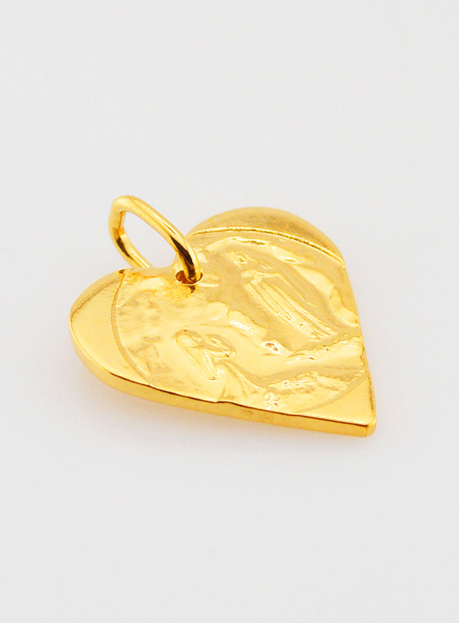 Médaille Notre Dame de Lourdes Coeur en Plaqué Or - 20mm (pic 3)