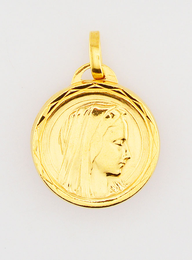 Médaille Profil Sainte Vierge Marie avec Eau de Lourdes - 18mm (pic 1)