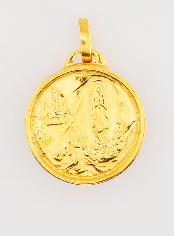 Médaille Apparitions de Lourdes avec Eau de Lourdes - 18mm (pic 1)