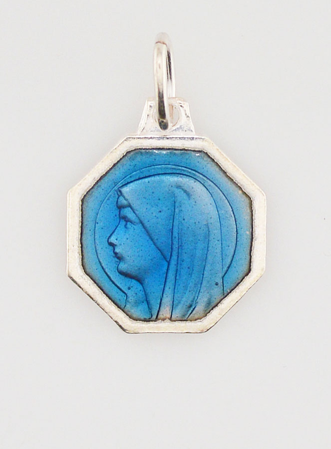Médaille Ste Vierge Marie Email Bleu - 15mm (pic 1)