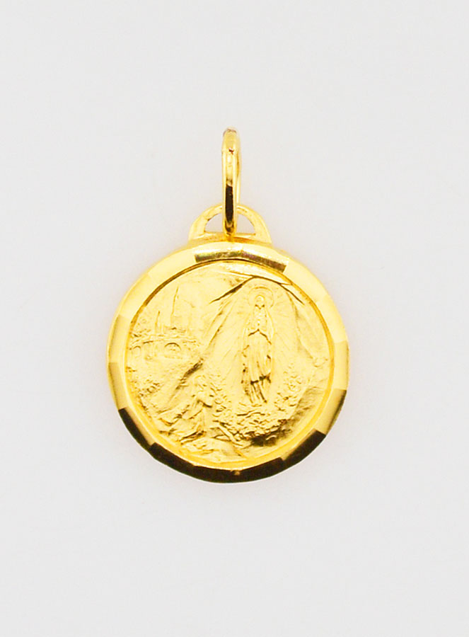 Médaille Apparitions de Lourdes Plaqué Or - 13mm (pic 1)