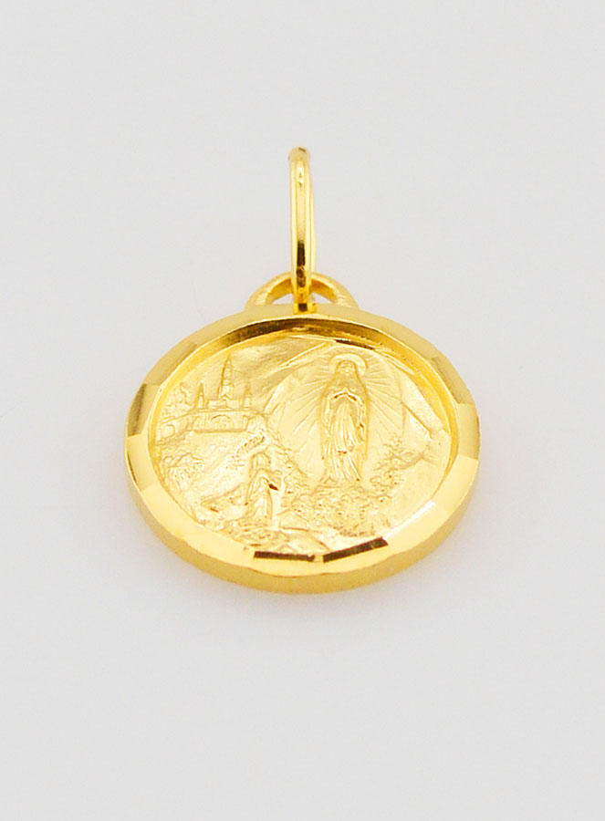 Médaille Apparitions de Lourdes Plaqué Or - 13mm (pic 2)