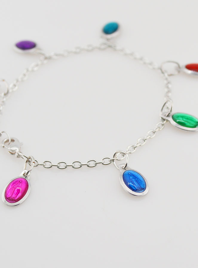 Bracelet Religieux Médailles Vierge Miraculeuse Couleurs 11mm (pic 4)