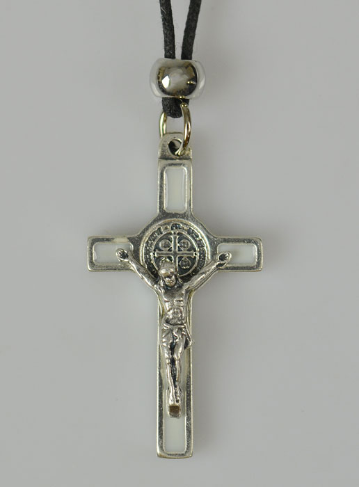 Pendentif Croix de Saint Benoit Métal - Blanc - 4cm (pic 2)