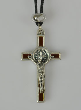 Pendentif Croix de Saint Benoit Métal - Marron - 4cm (pic 1)
