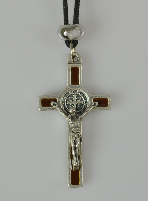 Pendentif Croix de Saint Benoit Métal - Marron - 4cm (pic 2)