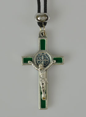 Pendentif Croix de Saint Benoit Métal - Vert - 4cm (pic 1)