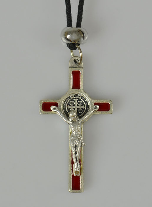 Pendentif Croix de Saint Benoit Métal - Rouge - 4cm (pic 2)