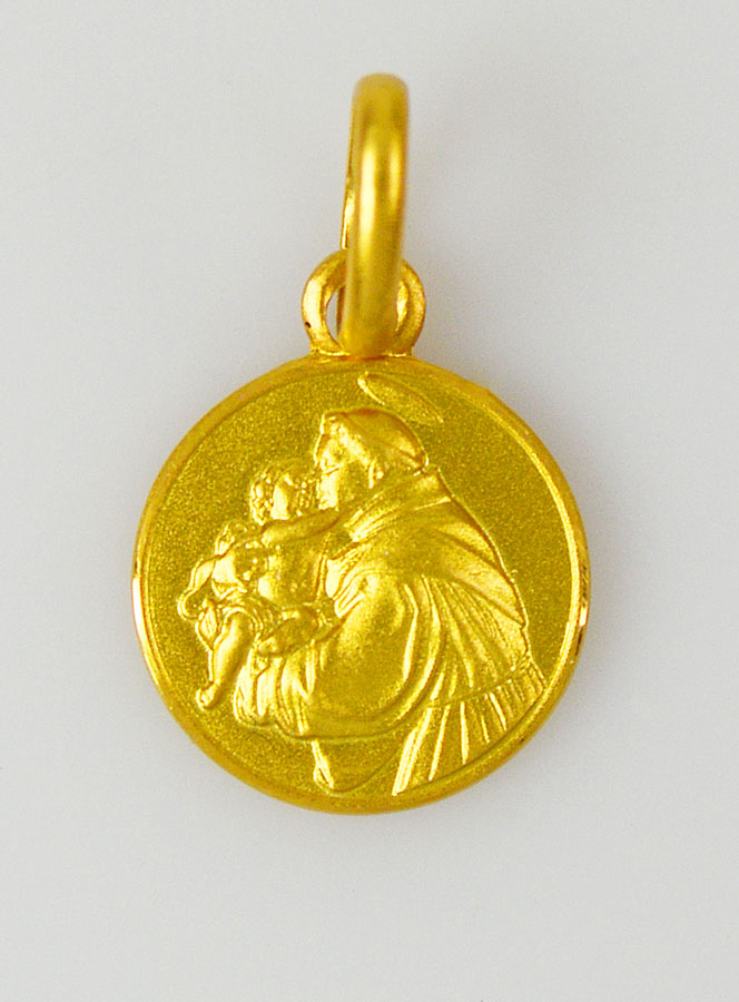 Médaille Saint Antoine de Padoue en Plaqué Or - 10mm (pic 1)