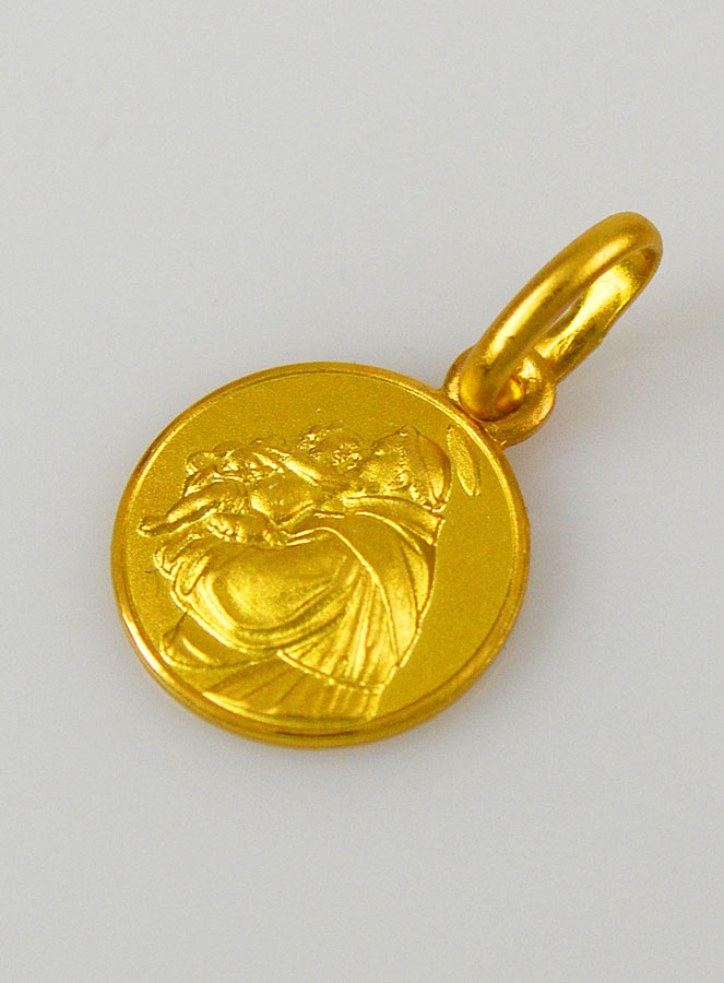 Médaille Saint Antoine de Padoue en Plaqué Or - 10mm (pic 2)