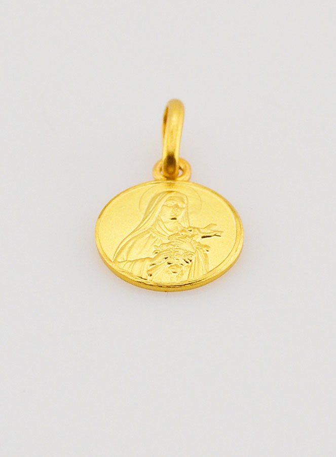 Médaille Sainte Thérèse en Plaqué Or - 10mm (pic 2)