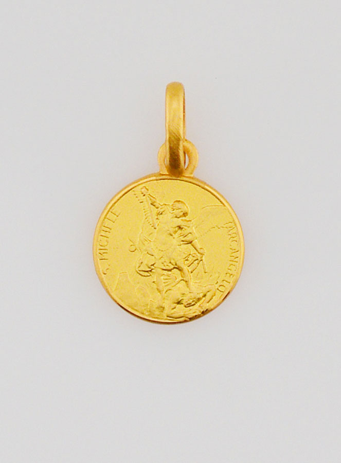 Médaille Saint Michel Archange en Plaqué Or - 10mm (pic 1)