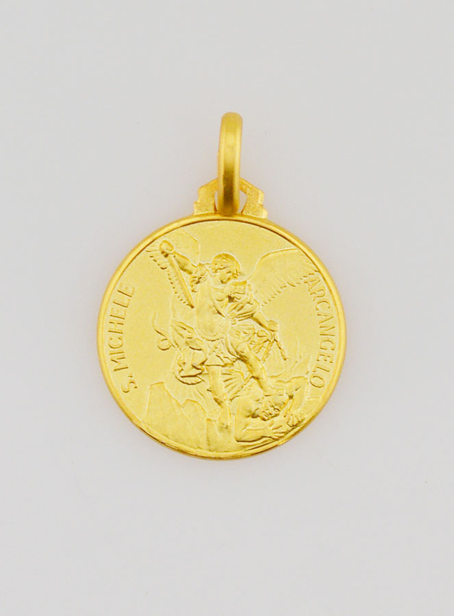 Médaille Saint Michel Archange en Plaqué Or - 16mm (pic 1)