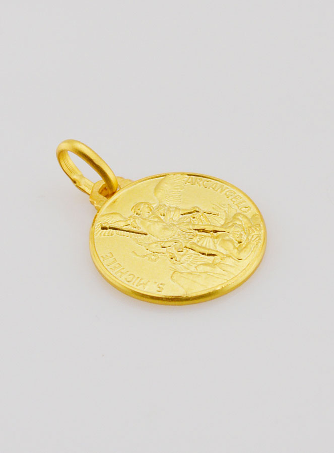 Médaille Saint Michel Archange en Plaqué Or - 16mm (pic 2)