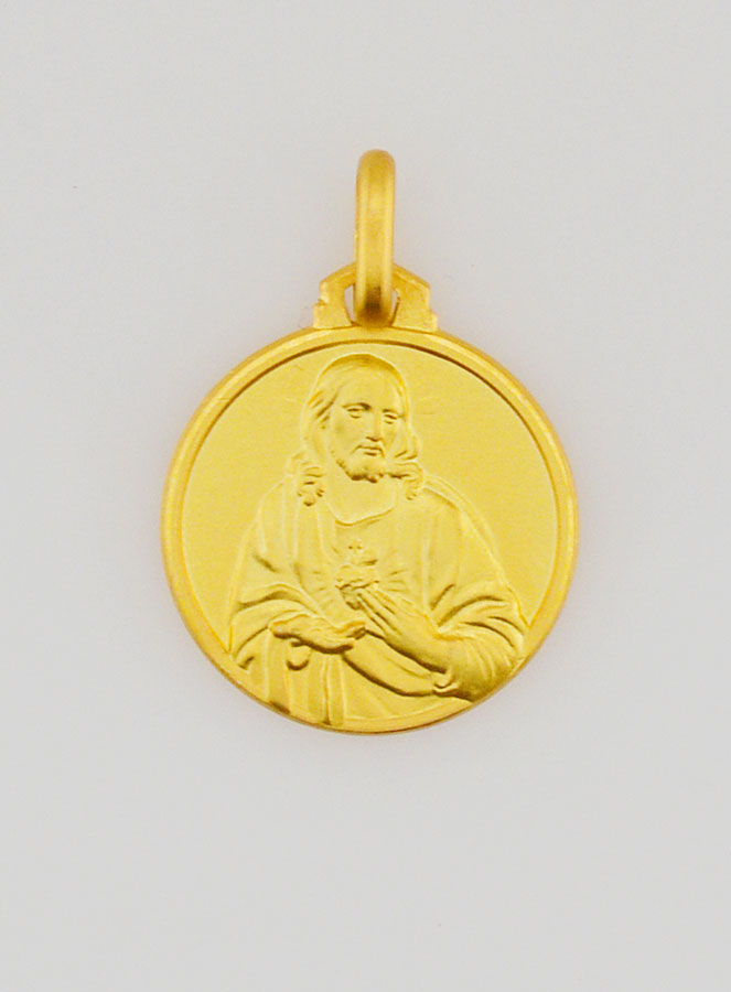 Médaille Sacré Coeur de Jésus en Plaqué Or - 16mm (pic 1)